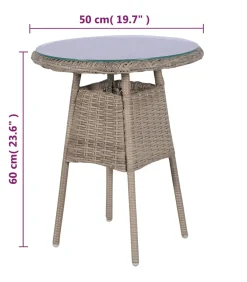 Hot 3-delige Bistroset met kussens poly rattan bruin Tuinmeubelen