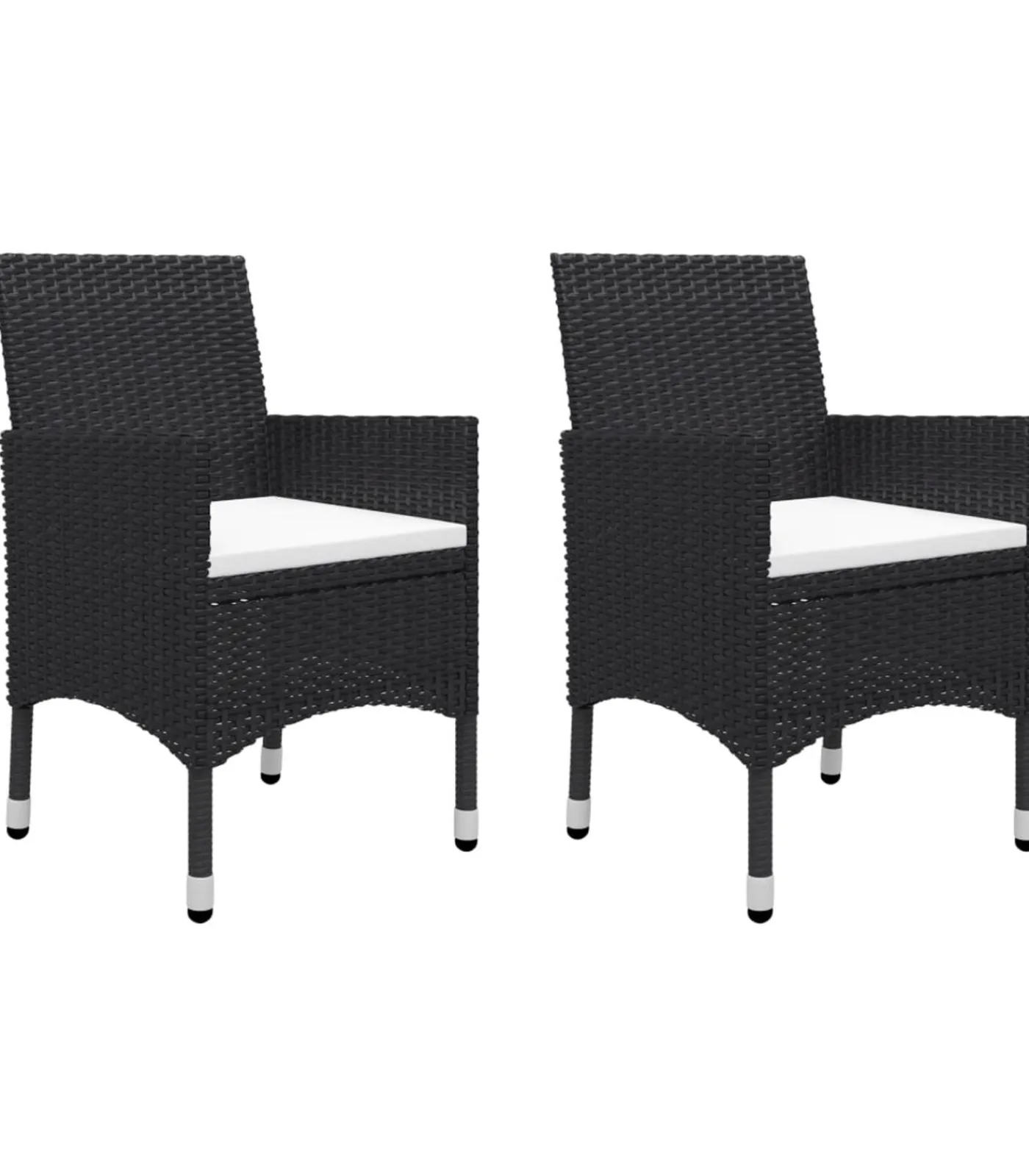 Best 3-delige Bistroset poly rattan en gehard glas zwart Tuinmeubelen