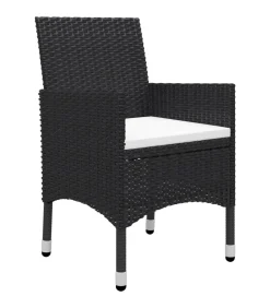 Best 3-delige Bistroset poly rattan en gehard glas zwart Tuinmeubelen