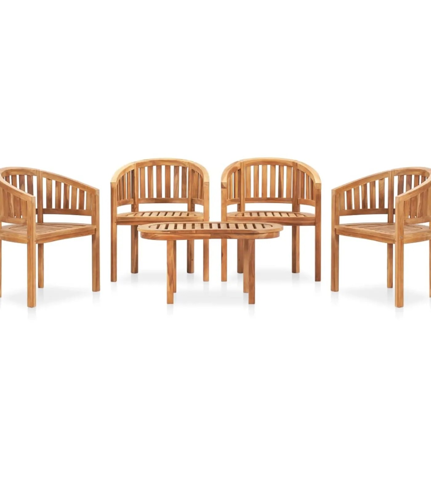 vidaXL 5-delige Loungeset banaanvormig massief teakhout