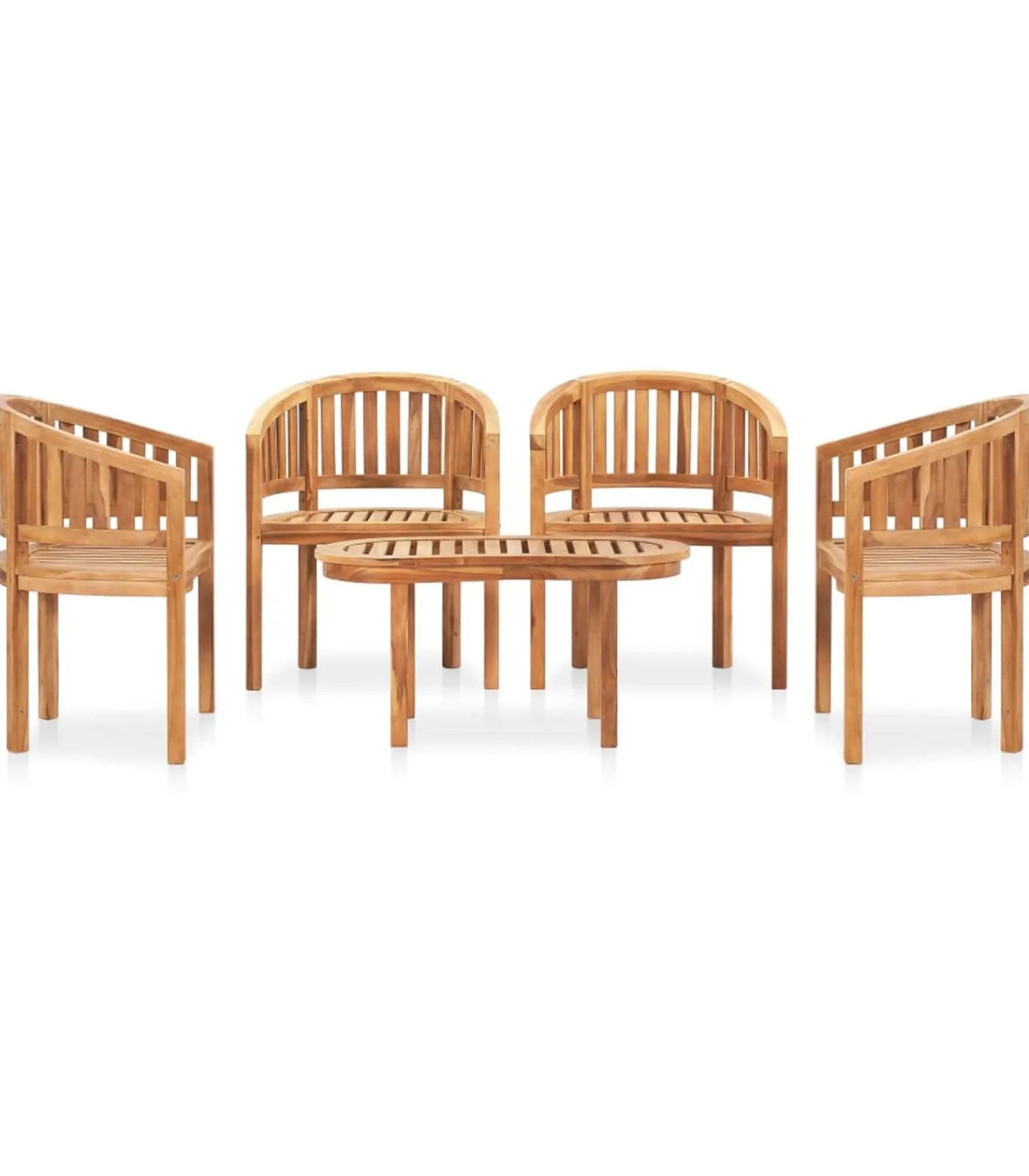 vidaXL 5-delige Loungeset banaanvormig massief teakhout