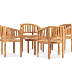 vidaXL 5-delige Loungeset banaanvormig massief teakhout