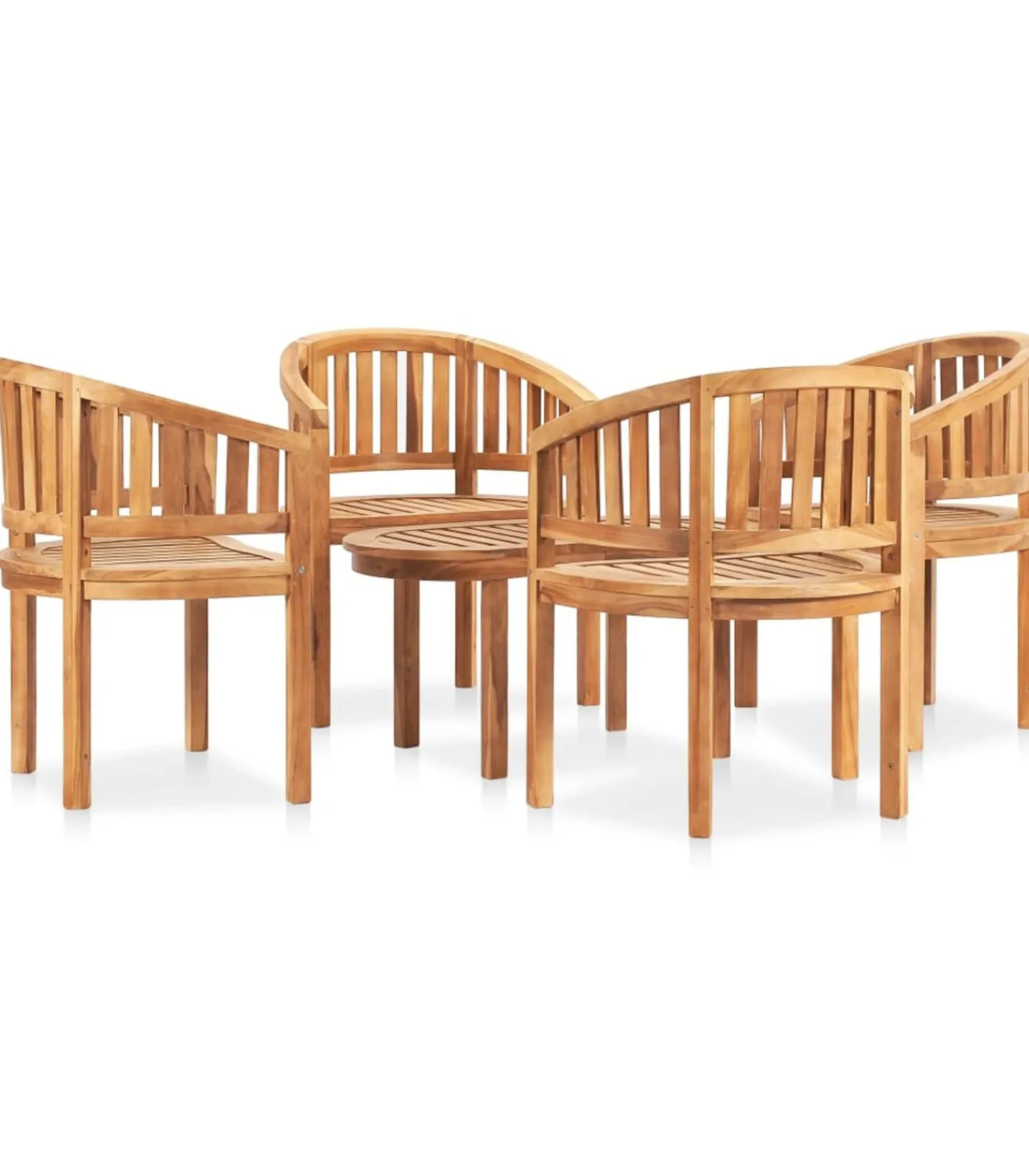 vidaXL 5-delige Loungeset banaanvormig massief teakhout