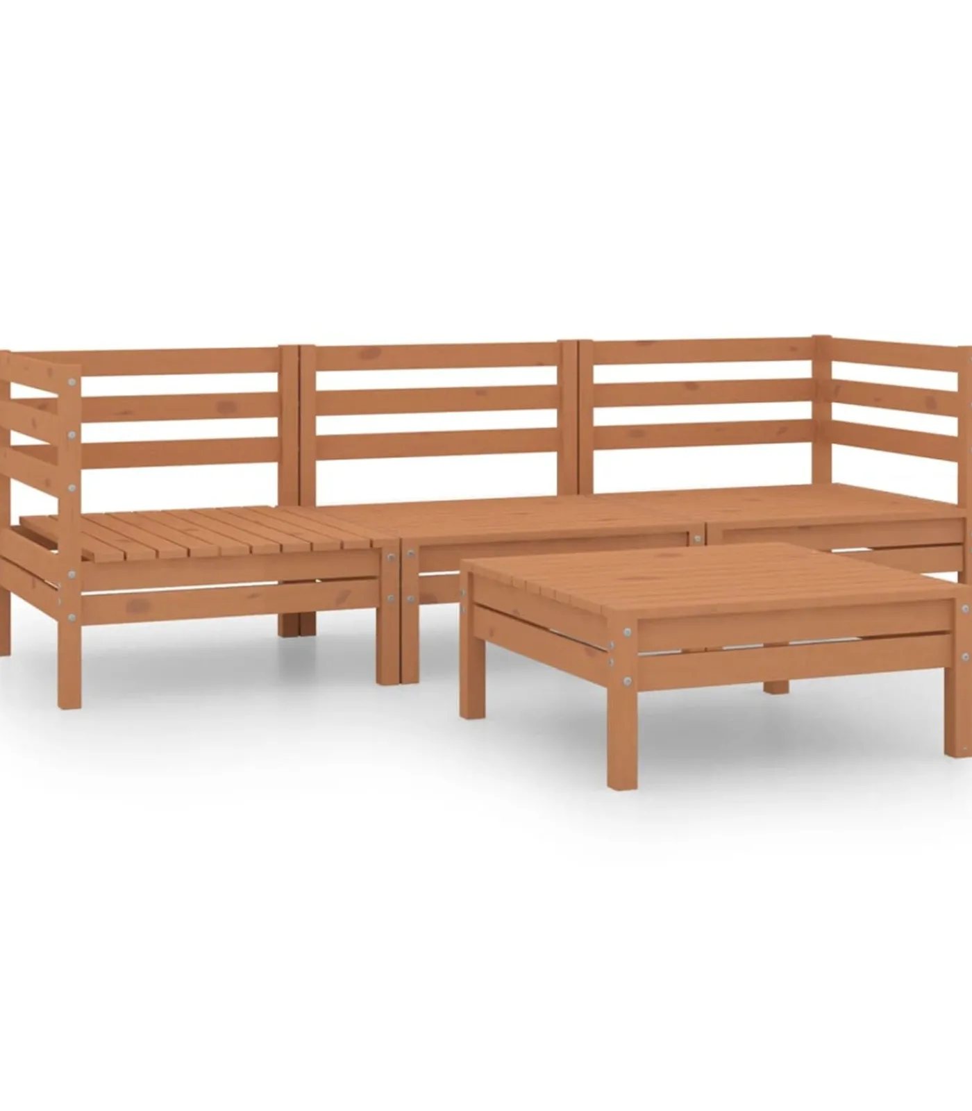 Hot 4-delige Loungeset massief grenenhout honingbruin Tuinmeubelen