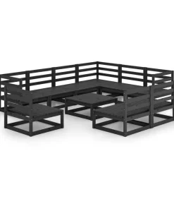 Online 10-delige Loungeset massief grenenhout zwart Tuinmeubelen