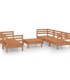 New 6-delige Loungeset massief grenenhout honingbruin Tuinmeubelen