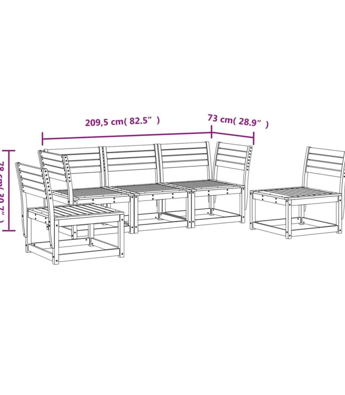 Hot 5-delige Loungeset massief douglashout Tuinmeubelen