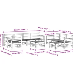 vidaXL 10-delige Loungeset massief grenenhout wit