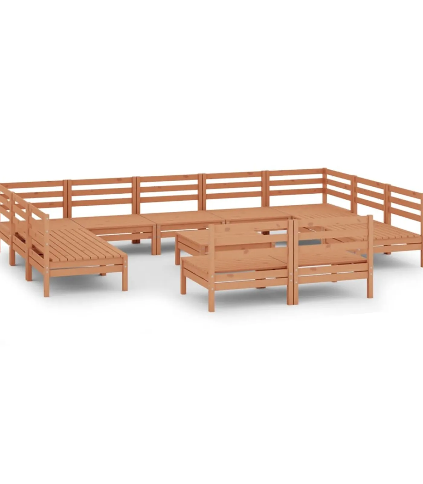 Discount 12-delige Loungeset massief grenenhout honingbruin Tuinmeubelen