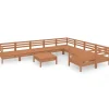 Sale 10-delige Loungeset massief grenenhout honingbruin Tuinmeubelen