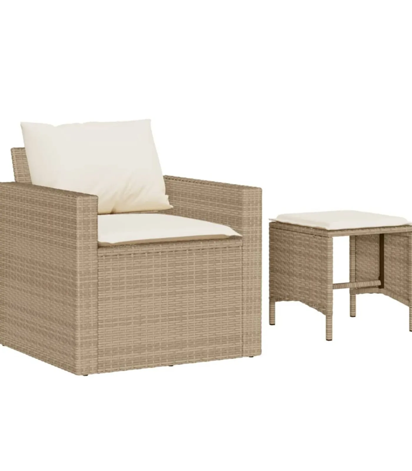 Outlet 4-delige Loungeset met kussens poly rattan beige Tuinmeubelen