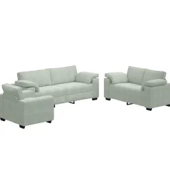 Outlet 3-delige Loungeset met kussens fluweel lichtgrijs Zetels
