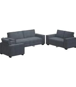Outlet 3-delige Loungeset met kussens fluweel donkergrijs Zetels