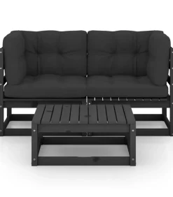 Best 3-delige Loungeset met kussens massief grenenhout Tuinmeubelen