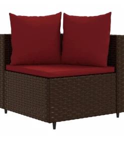 vidaXL 7-delige Loungeset met kussens poly rattan bruin