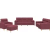 4-delige Loungeset met kussens stof wijnrood Zetels