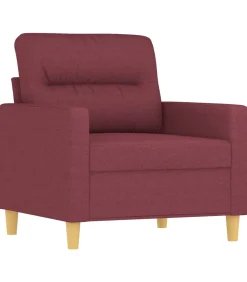 4-delige Loungeset met kussens stof wijnrood Zetels