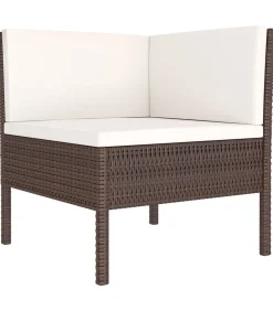 Hot 5-delige Loungeset met kussens poly rattan bruin Tuinmeubelen
