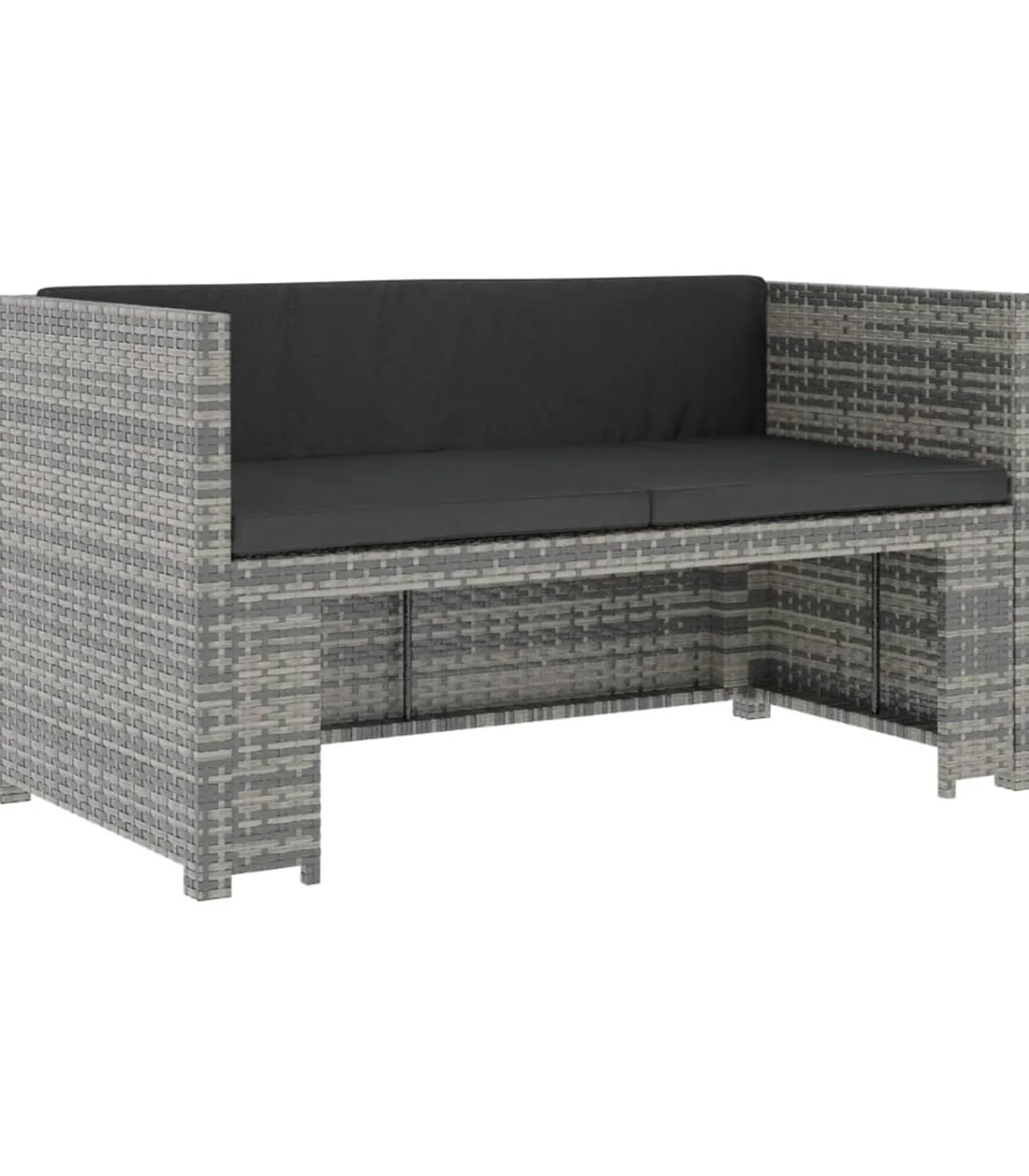 vidaXL 5-delige Loungeset met kussens poly rattan grijs