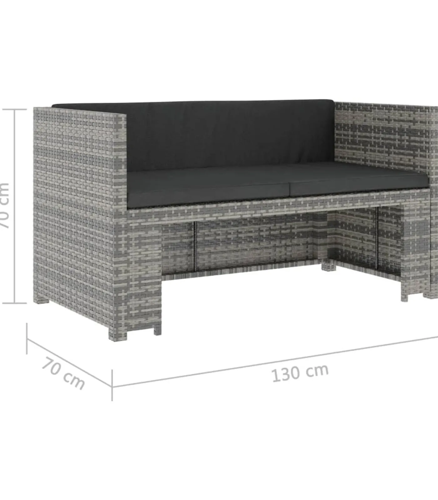 vidaXL 5-delige Loungeset met kussens poly rattan grijs