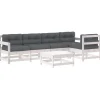 Hot 6-delige Loungeset met kussens massief hout wit Tuinmeubelen