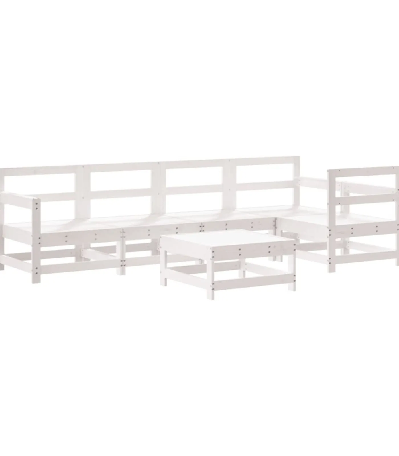 Hot 6-delige Loungeset met kussens massief hout wit Tuinmeubelen