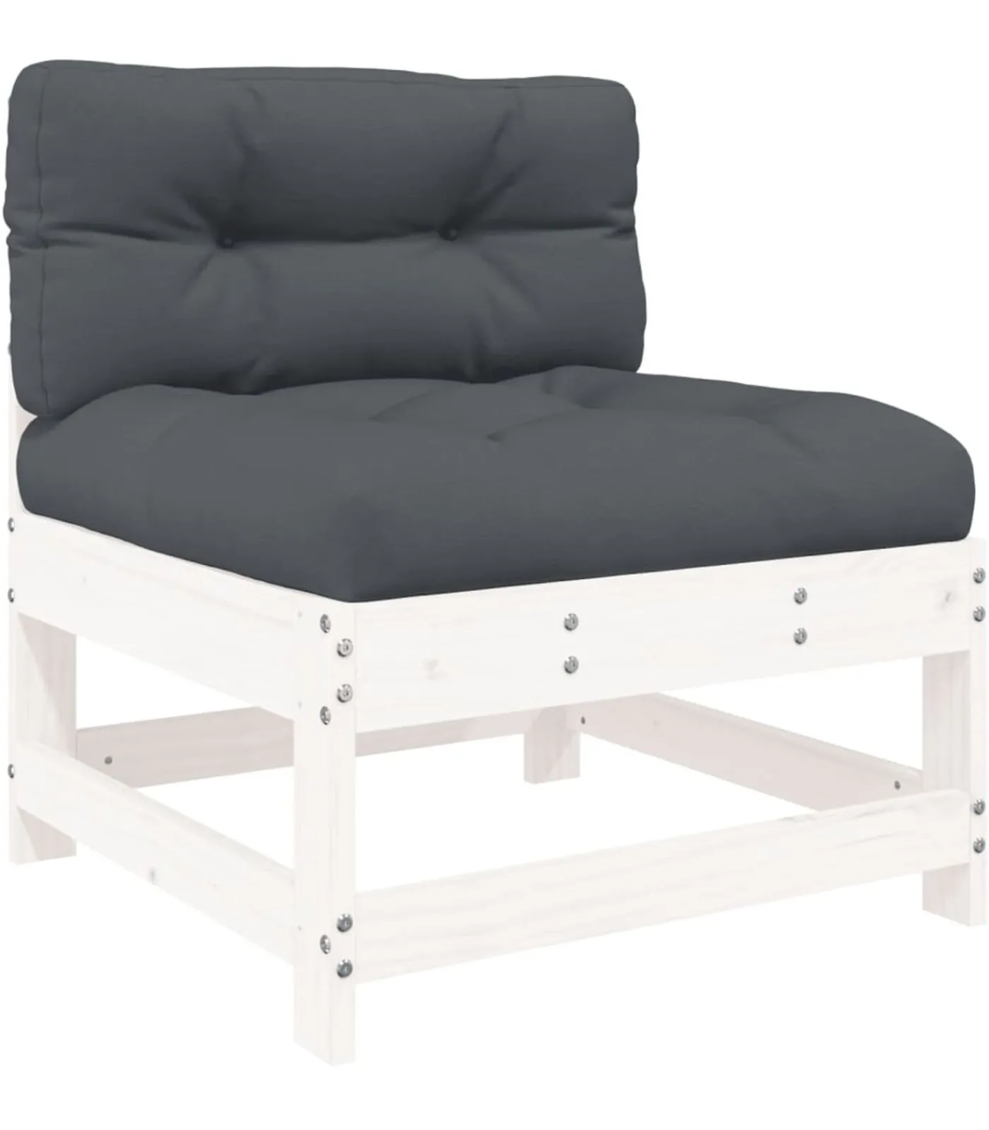 Hot 6-delige Loungeset met kussens massief hout wit Tuinmeubelen