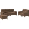 vidaXL 3-delige Loungeset met kussens stof bruin