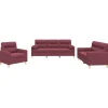 vidaXL 3-delige Loungeset met kussens stof wijnrood