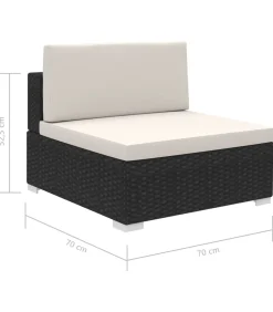 Discount 8-delige Loungeset met kussens poly rattan zwart Tuinmeubelen