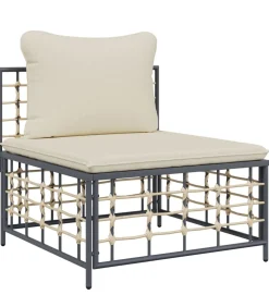 New 5-delige Loungeset met kussens poly rattan antracietkleurig Tuinmeubelen