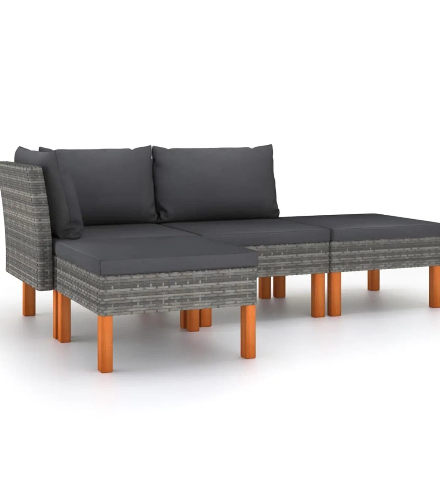 Sale 4-delige Loungeset met kussens poly rattan grijs Tuinmeubelen