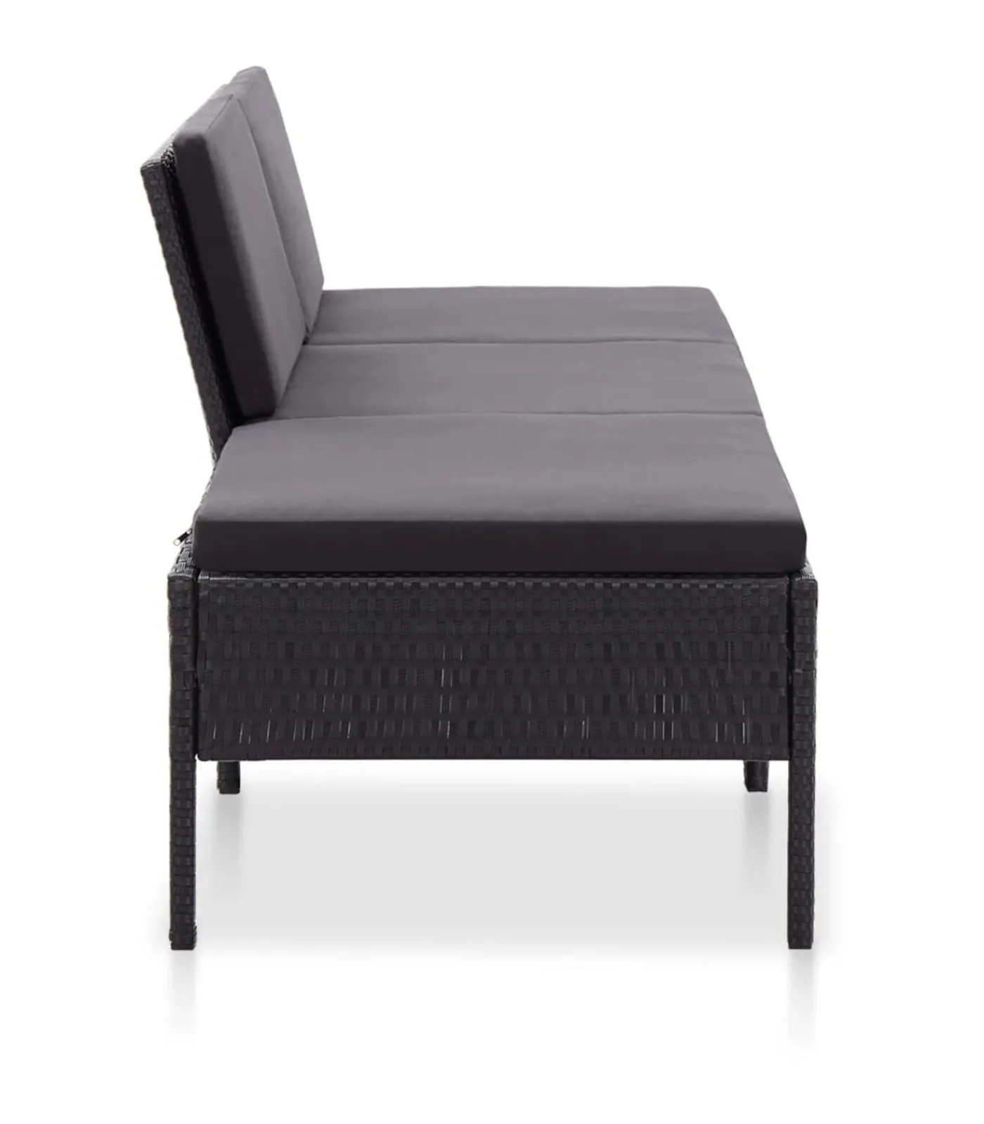 Hot 3-delige Loungeset met kussens poly rattan zwart Tuinmeubelen