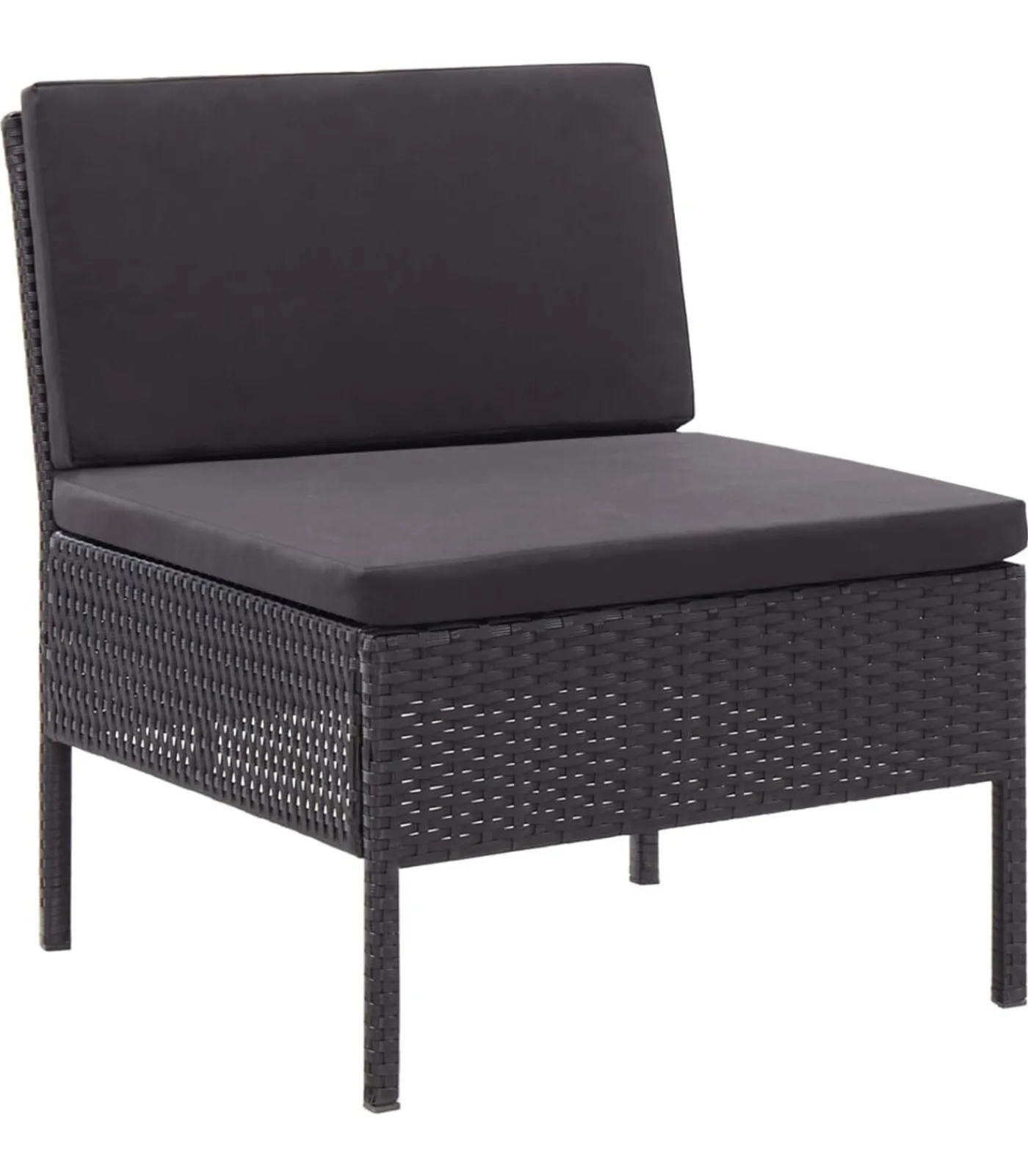 Hot 3-delige Loungeset met kussens poly rattan zwart Tuinmeubelen