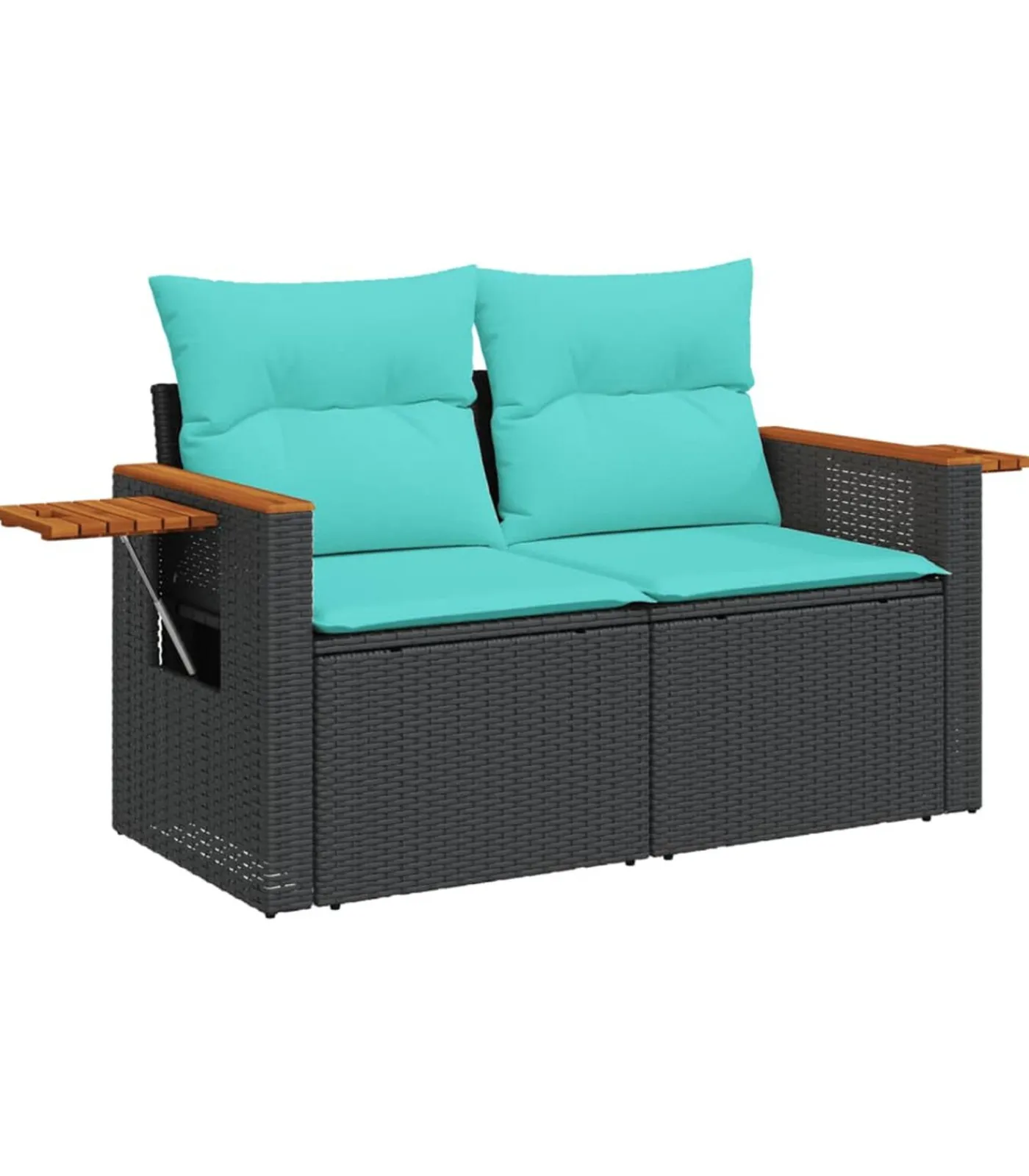 vidaXL 7-delige Loungeset met kussens poly rattan zwart