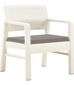 Outlet 3-delige Loungeset met kussens kunststof wit Tuinmeubelen