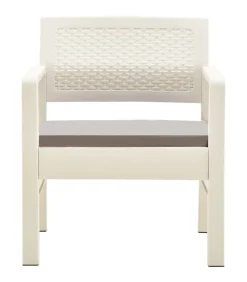 Outlet 3-delige Loungeset met kussens kunststof wit Tuinmeubelen