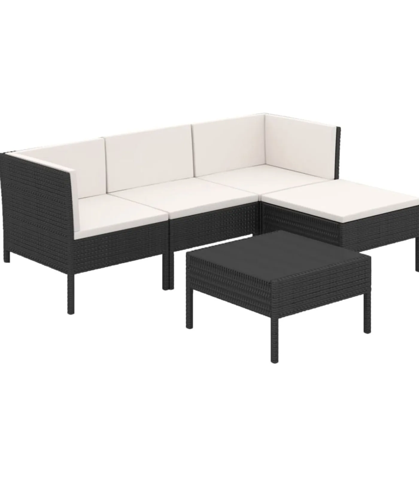 Hot 5-delige Loungeset met kussens poly rattan zwart Tuinmeubelen