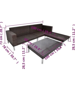 Best 4-delige Loungeset met kussens poly rattan bruin Tuinmeubelen