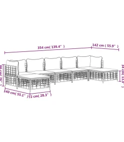 New 7-delige Loungeset met kussens poly rattan antracietkleurig Tuinmeubelen