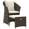 vidaXL 2-delige Loungeset met kussens poly rattan bruin
