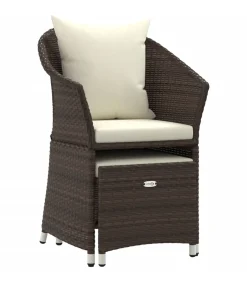 vidaXL 2-delige Loungeset met kussens poly rattan bruin