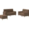 vidaXL 3-delige Loungeset met kussens stof bruin