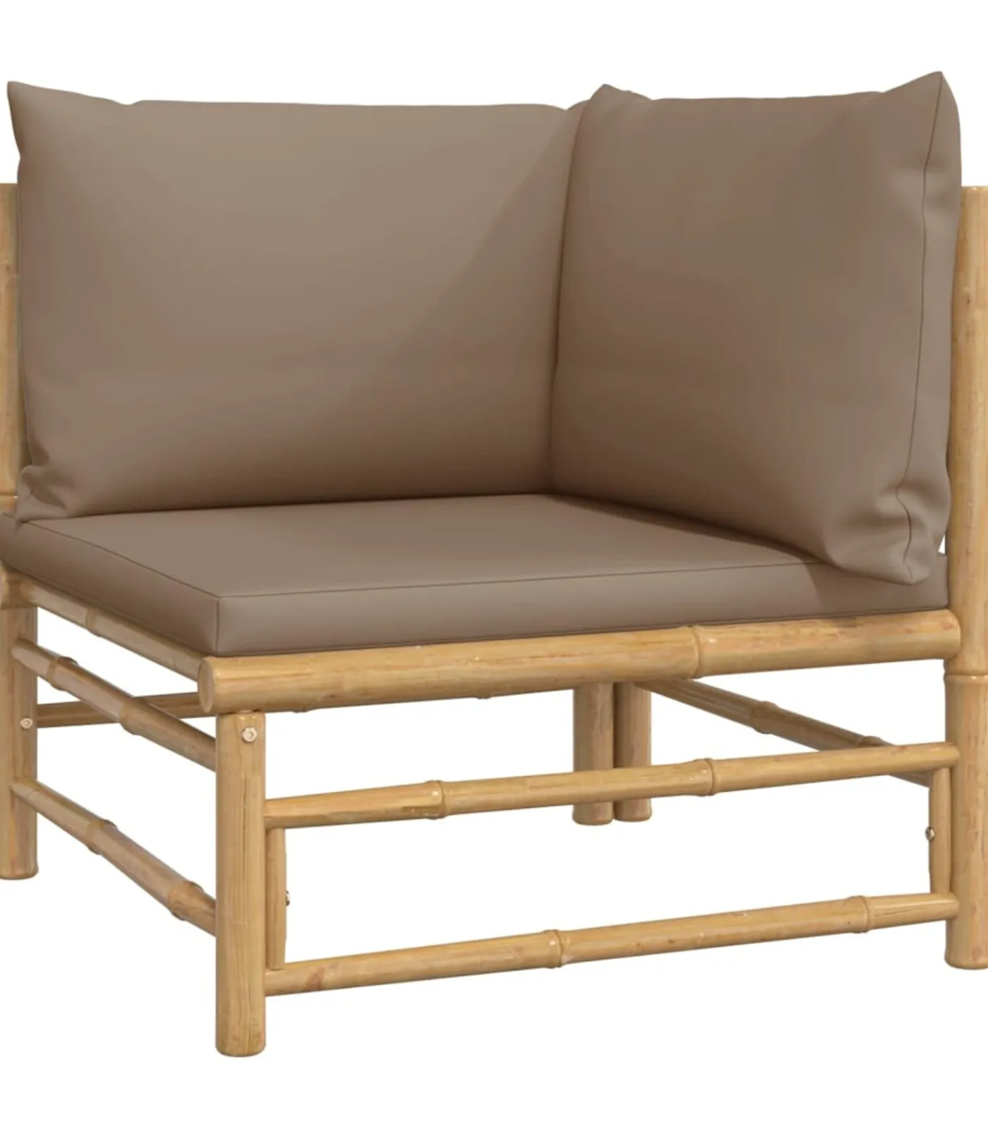 Discount 11-delige Loungeset met kussens bamboe taupe Tuinmeubelen