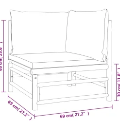 Discount 11-delige Loungeset met kussens bamboe taupe Tuinmeubelen