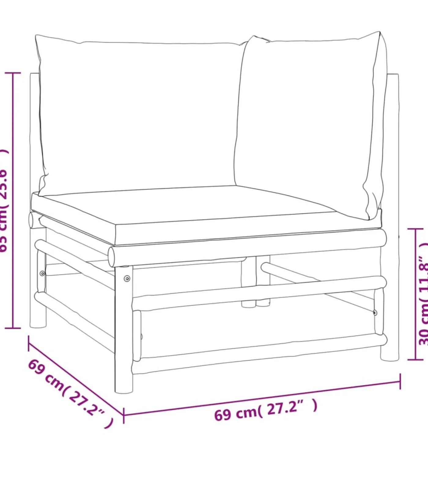 Discount 11-delige Loungeset met kussens bamboe taupe Tuinmeubelen