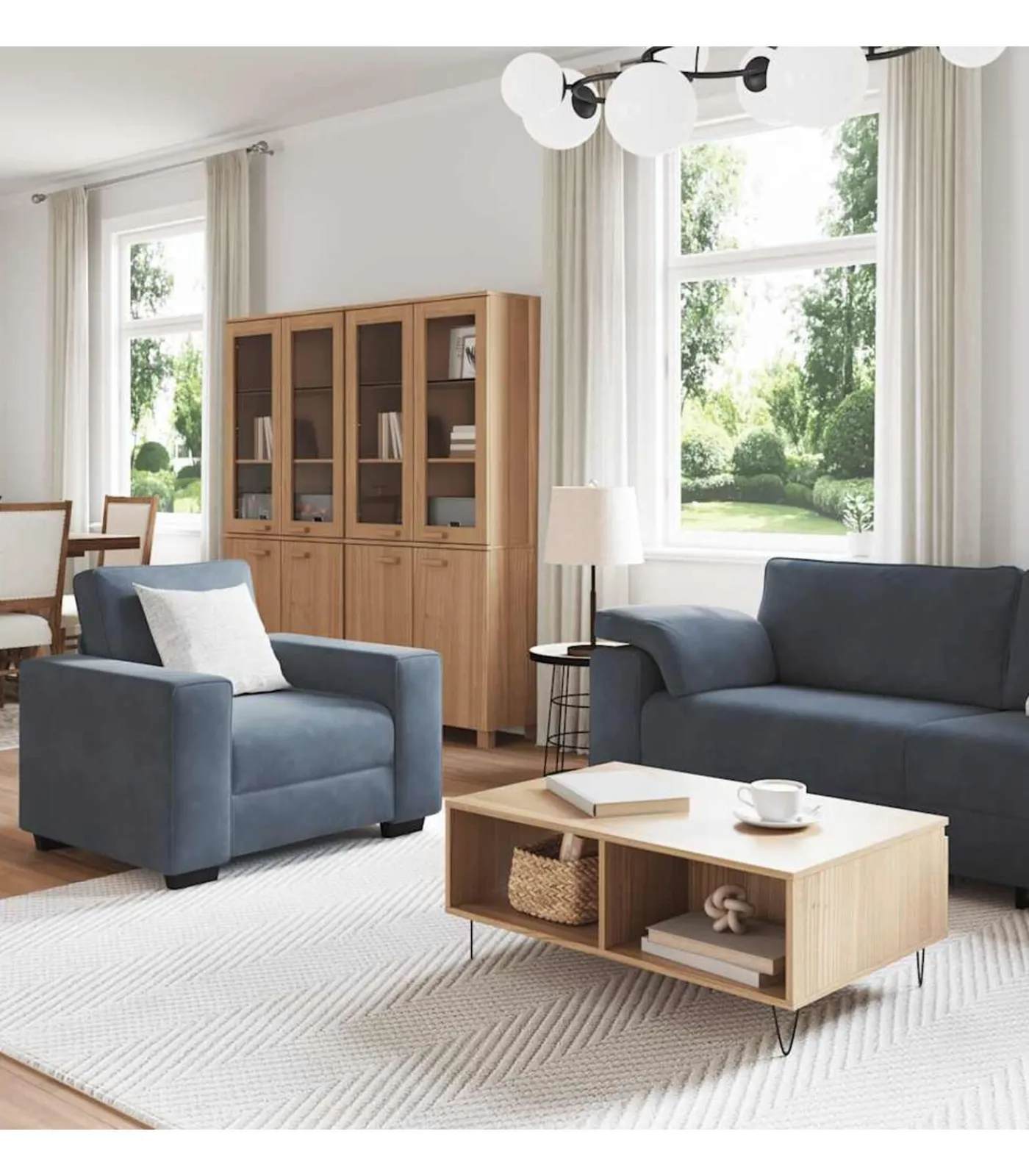 vidaXL 3-delige Loungeset met kussens fluweel donkergrijs