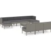 Clearance 11-delige Loungeset met kussens poly rattan grijs Tuinmeubelen