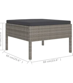 Clearance 11-delige Loungeset met kussens poly rattan grijs Tuinmeubelen