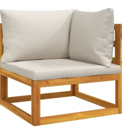 vidaXL 5-delige Loungeset met lichtgrijze kussens massief hout